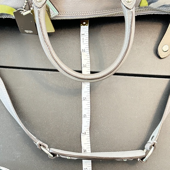 COACH Sabrina Signature Gray/Lime Green Op Art Satchel Handbag #D0971-13861 - Picture 9 of 16